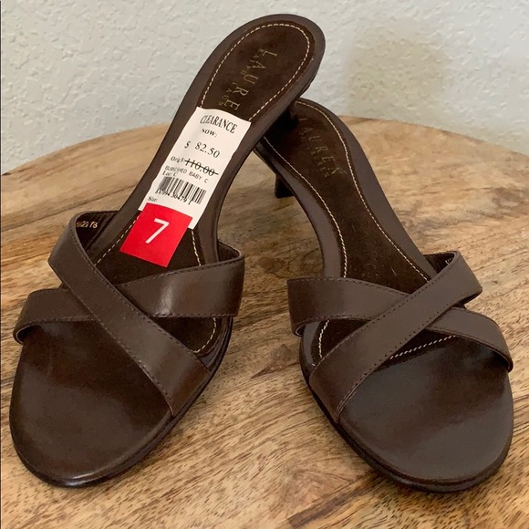 New Ralph Lauren kitten heel slides Sandals size 7 - Picture 1 of 8